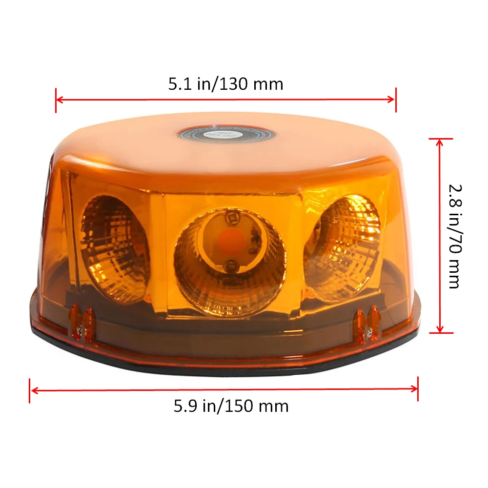 Amber COB Car Emergency Strobe Beacon Lights Vehicles Roof Rotating Flashing Warning Light Mini Police Hazard Signal Lamp 12~24V