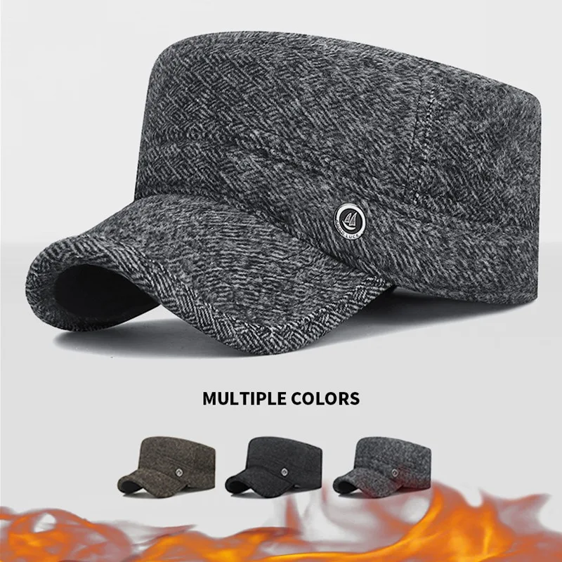 1 Stück Herren-Wintermütze mit versteckten Ohrenklappen, verdickte Thermo-Baseballmütze, modischer Outdoor-Sonnenhut für Herbst und Winter