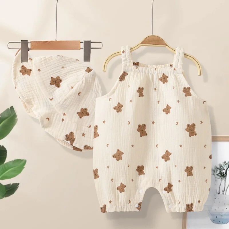 Barboteuse d\'été en mousseline pour nouveau-né, ensemble de vêtements pour bébé, grenouillère pour tout-petits, combinaison pour enfants, tenue pour