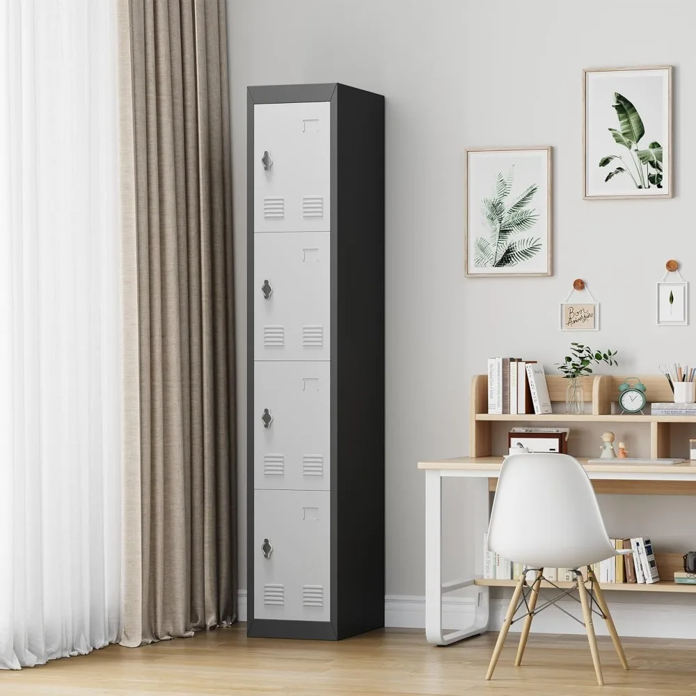 

Metal Storage Cabinet with 4 Doors, 72’’ Tall Lockers for Employees Students with Shelves, Metal Storage Steel Locker for School