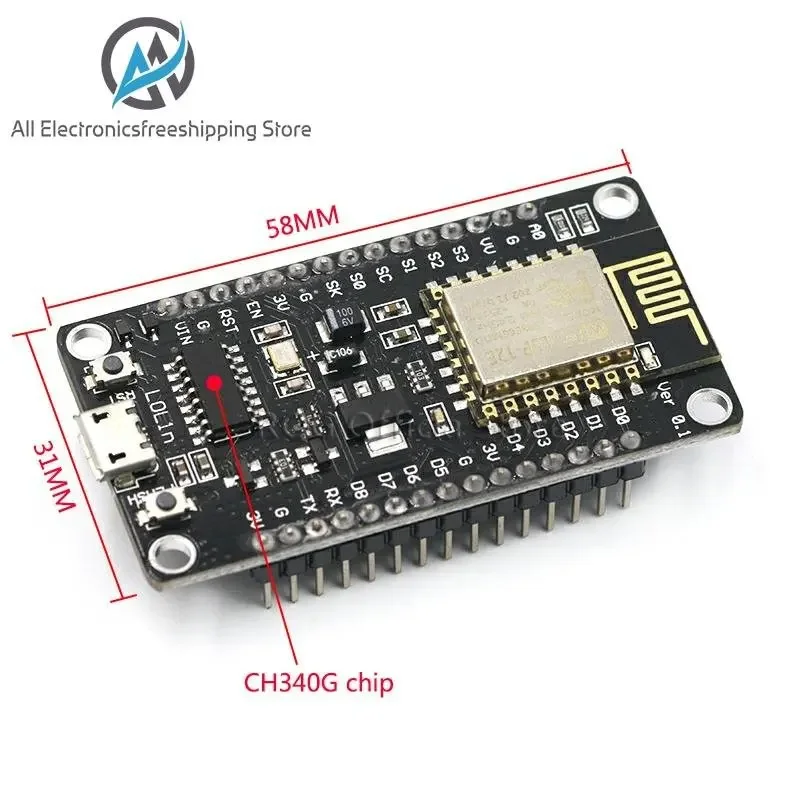 Wireless module NodeMcu v3 CH340 Lua WIFI Internet of Things development board ESP8266 with pcb Antenna and usb port for Arduino