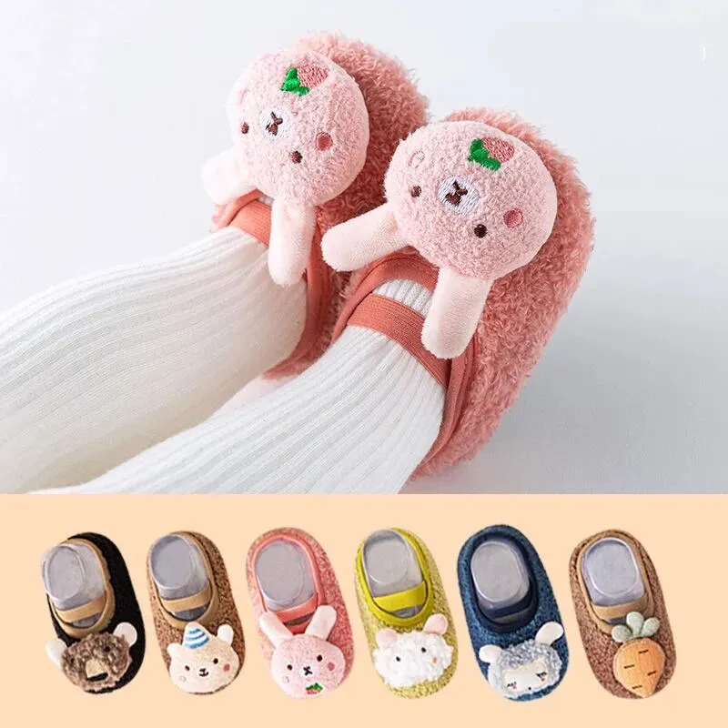 Warm Plush Baby Slippers Autumn Winter Toddler Floor Sock Shoes Boy Girl Children Soft Anti-slip Walking Shoes Indoor Kids Shoes