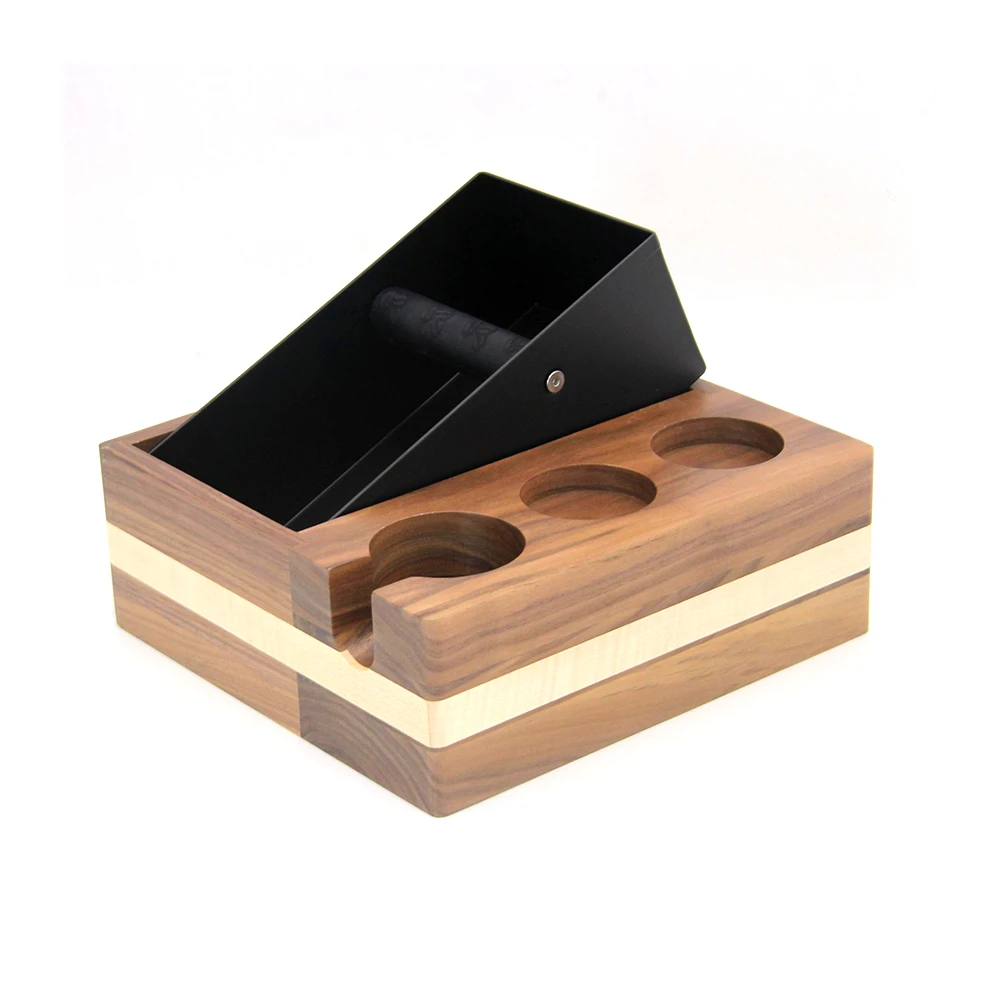 

Coffee Filter Tamper Holder Accessories 3 Holes Tamping Stand Cafe Maker Base Walnut Wood 51-58Mm Portafilter