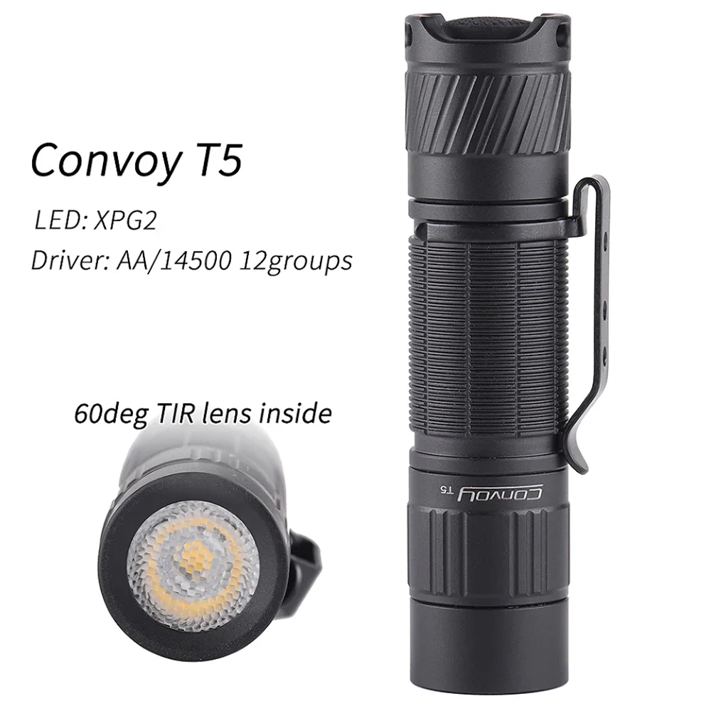 

Convoy T5 Flashlight with XPG2 Led Lanterna Mini Torch AA 14500 Flash Light 60deg TIR Lens EDC Work Lamp Keychain Latarka