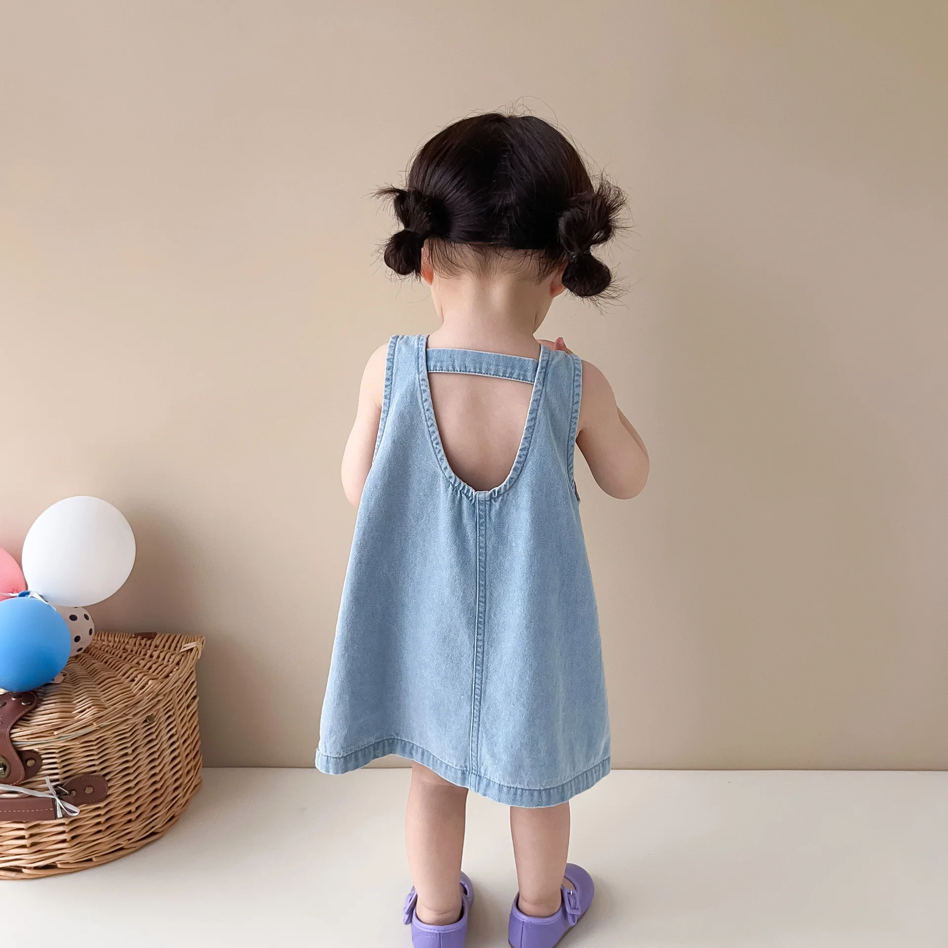 2025 Summer New Girls Vest Dress Baby Sleeveless Denim Dress Infant Girl Sling Dress Thin Children Princess Dress Girls Clothes