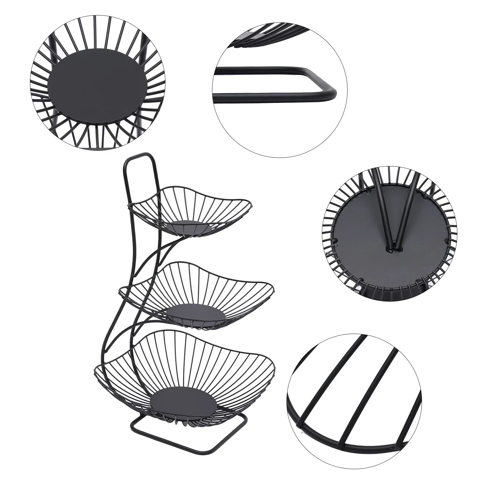 

Полезная практичная 3-уровневая тарелка с фруктами, миска для овощей, корзина, держатель, подставка для хранения, органайзер, черный/золотой