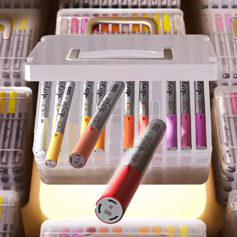 مجموعة أقلام تحديد فرشاة الأكريليك مع حقيبة محمولة، مجموعة أقلام طلاء أكريليك فنية بالحبر السائل للحرف اليدوية #4