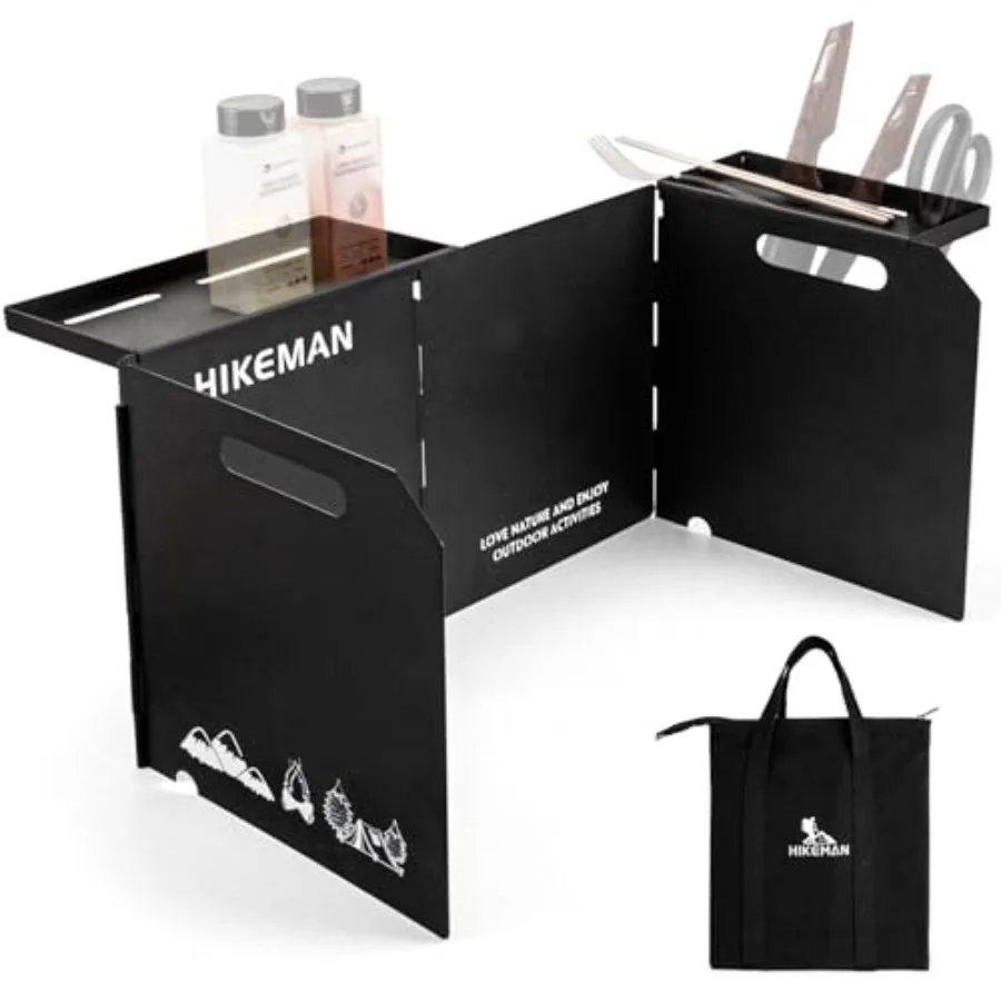 Paravientos para Estufa de Camping HIKEAMN - Protector de Viento Plegable para Estufa de Gas, Bloqueador de Viento para Cocina de Camping con Bolsa de Almacenamiento