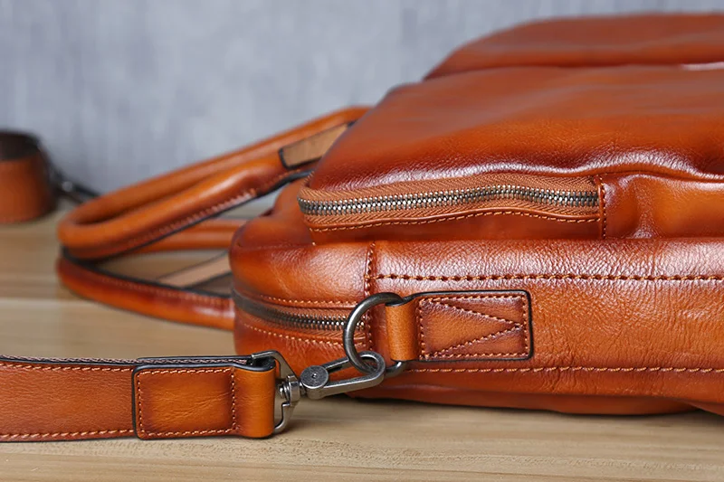Retro Leder herren Aktentasche Top Schicht Leder Handtasche Lässig Schulter Messenger Tasche Business Laptop Tasche Trendy männer Tasche NZPJ – Detail 12
