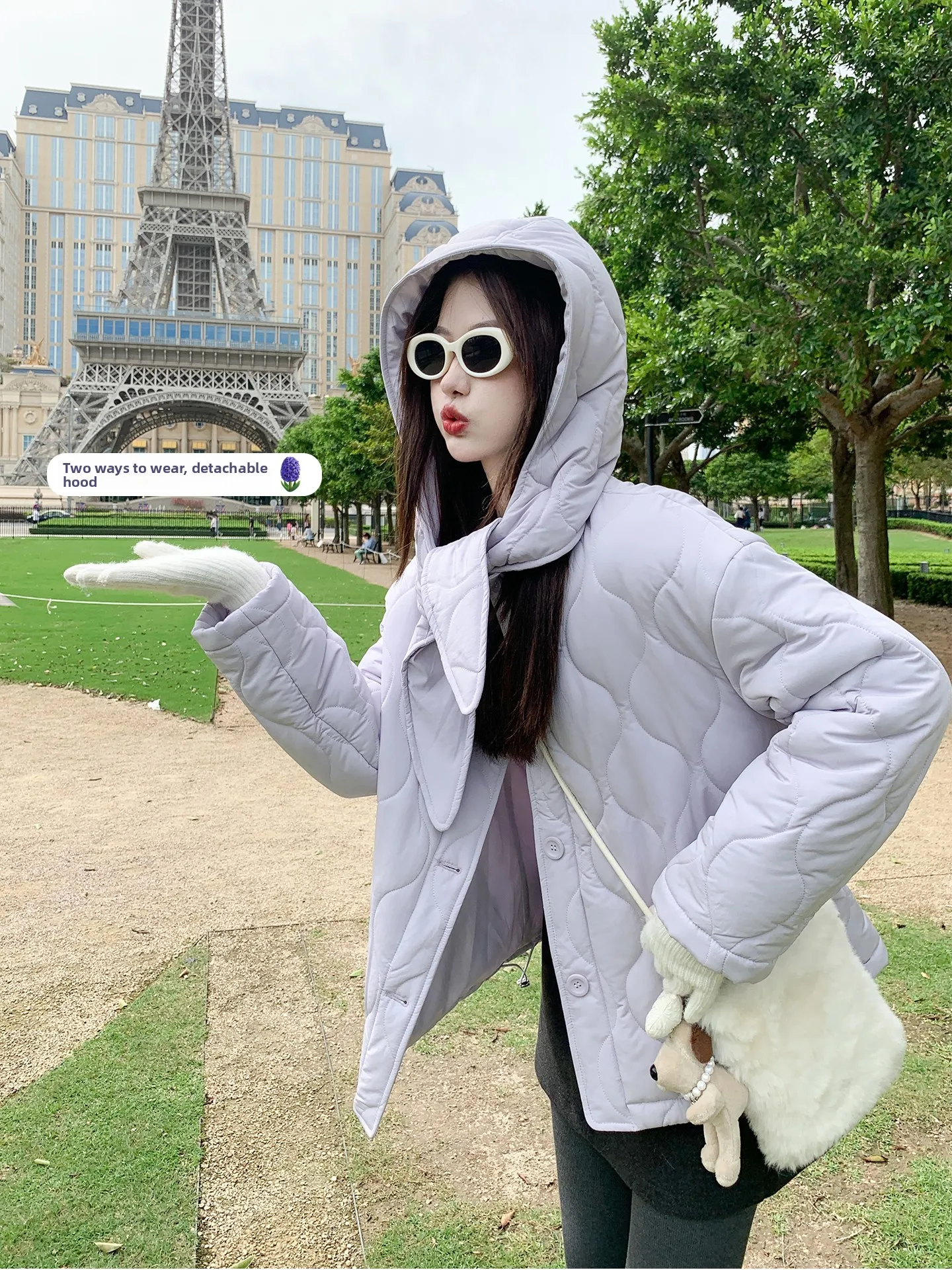 

Zeng Xiaoxian Korean Sle Loose Women's Cotton Jaet with Detachable Hat Warmth Padded Coat Winter Outerwear Top