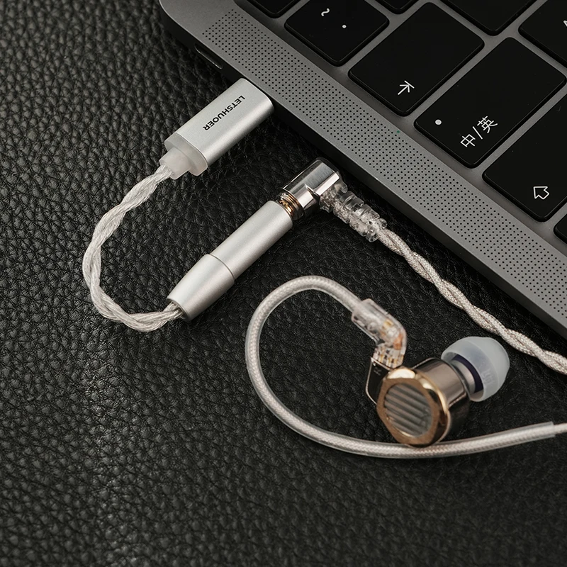 LETSHUOER DT01 PRO ประเภท C ถึงแจ็ค 3.5 มม.อะแดปเตอร์หูฟัง DAC 384 kHz/32bit หูฟังแบบพกพาเครื่องขยายเสียงสําหรับโทรศัพท์/เครื่องเล่น