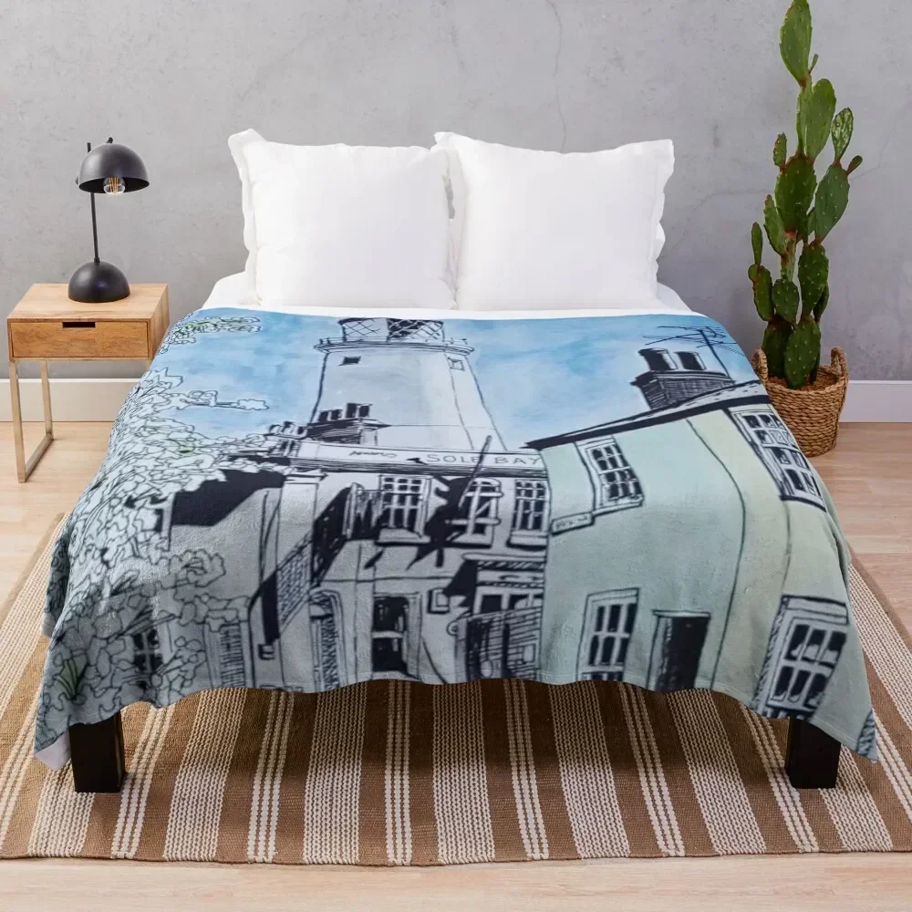 Southwold Lighthouse Watercolour Painting Throw Blanket Designers Hairy decorative sofa bed Blankets