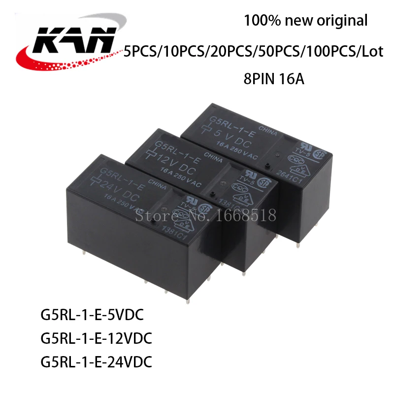 

Free Shipping 100% NEW original Power Relays G5RL-1-E-5VDC G5RL-1-E-12VDC G5RL-1-E-24VDC 16A 250V ac 8Pin Open and close G5RL 1