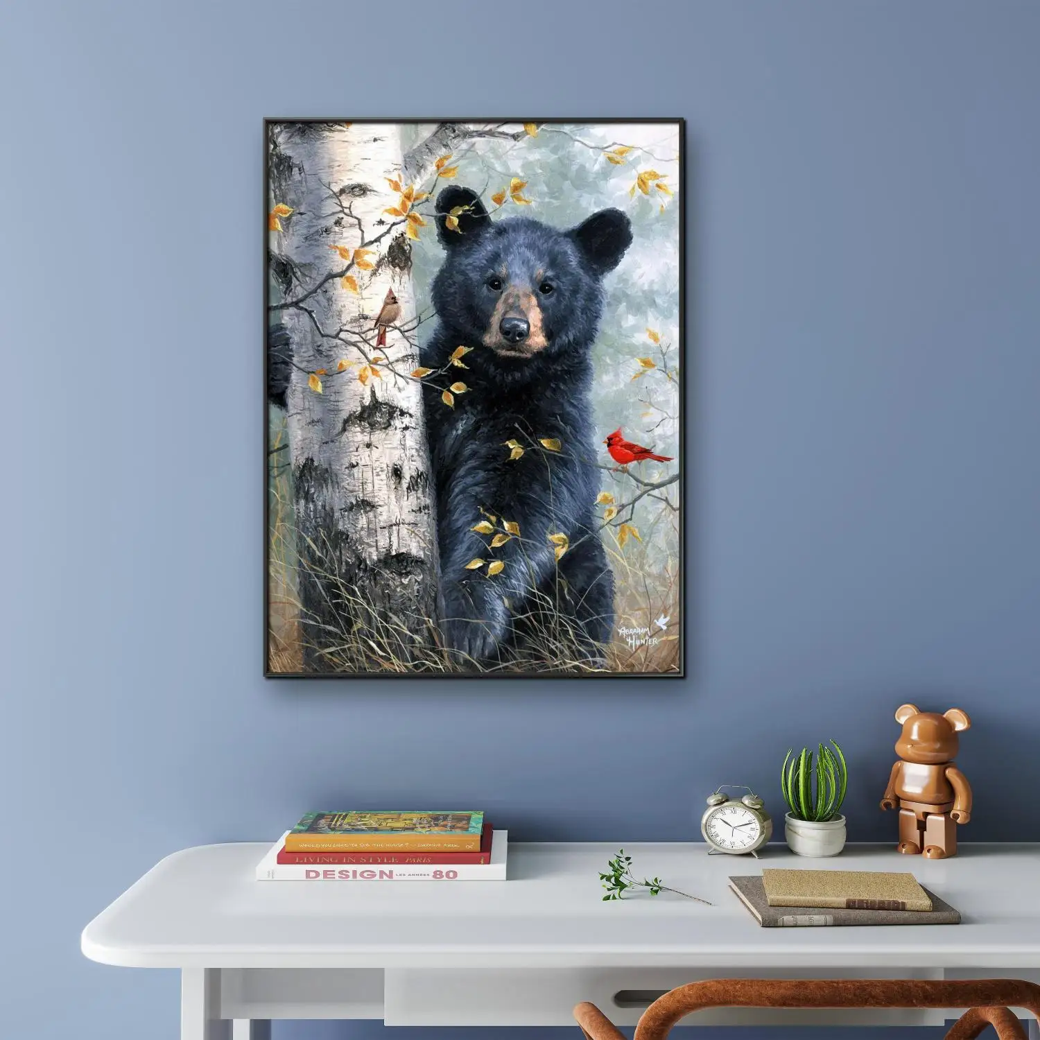 Frameless DIY Diamond Painting Forest Black Bear Full Round Drill Cross-stitch Room Home Decor Fun Animal Themed Mosaic Painting Suitable Beginners