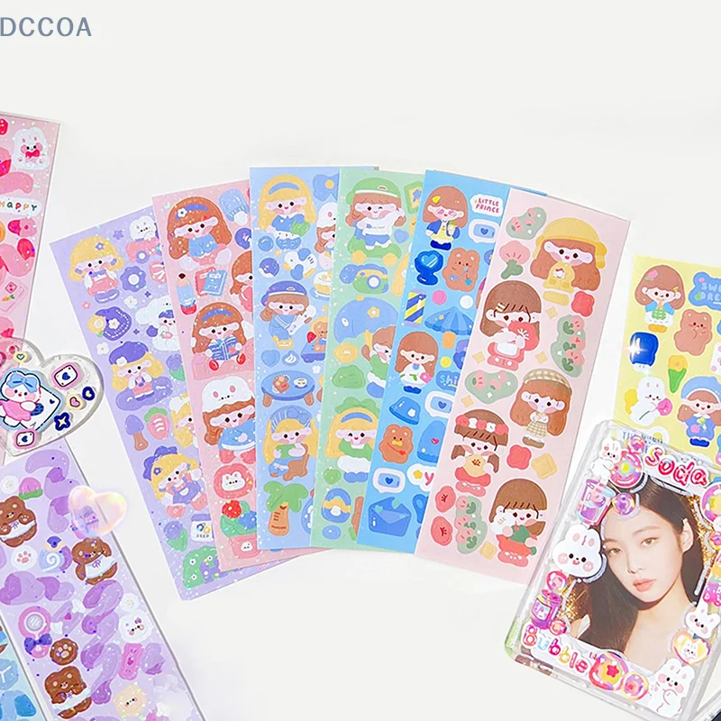 10Pcs Shiny Sticker Pack Kawaii Album Stickers Stationery Sticker Decorative DIY Material School Supplies Phone Case