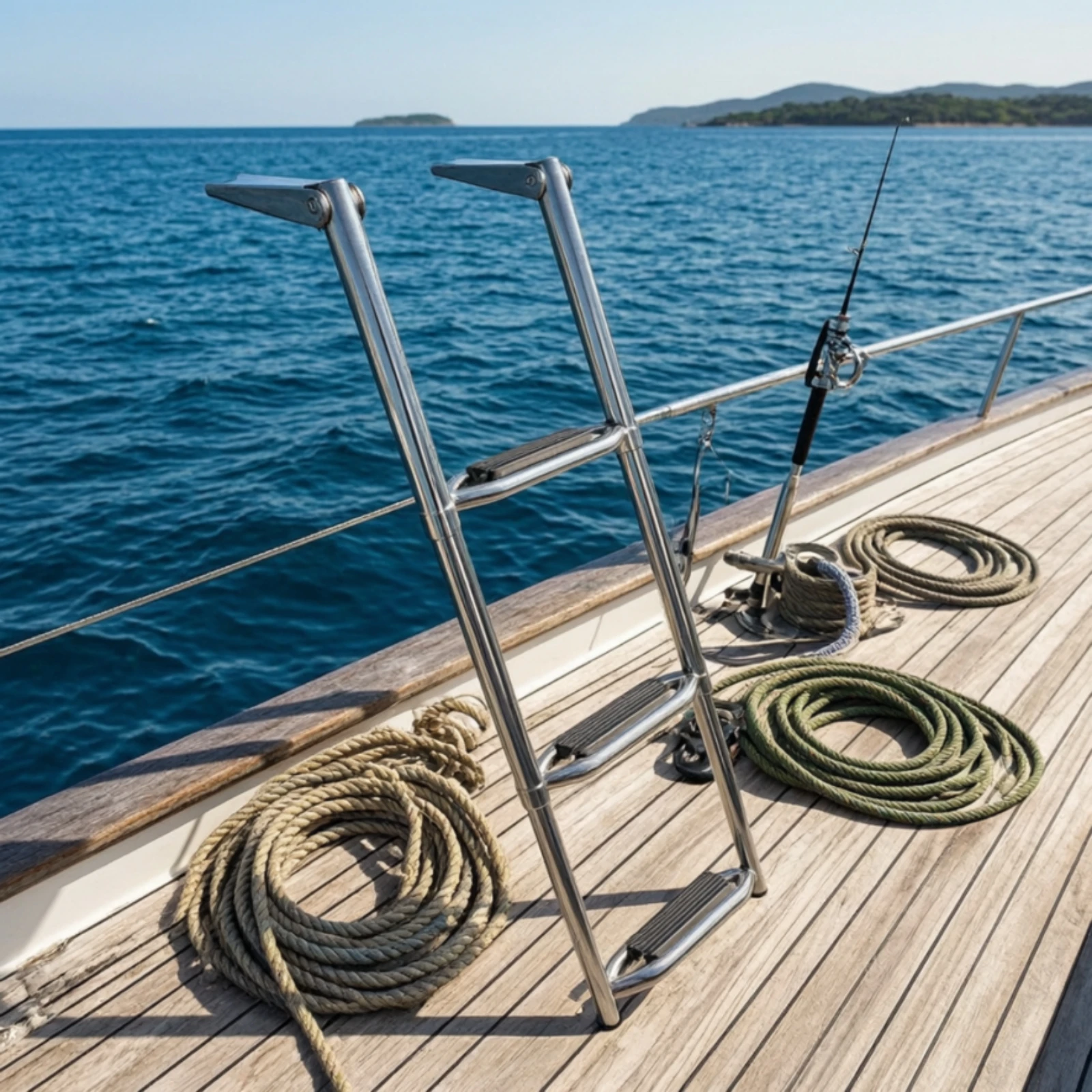 Telescopic Boat Ladder Anti-Slip Stainless Steel Boat Ladder Compact Easy Storage for Boaters, Boats, Yachts view 4
