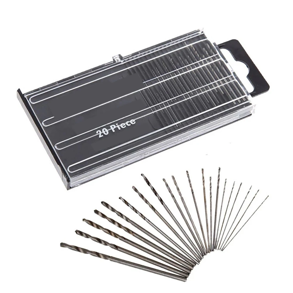 20pcs Mini HSS Precision Spiral Drill Bit Set 0.3-1.6mm For Wood Plastic Circuit Boards With Specially Designed Box