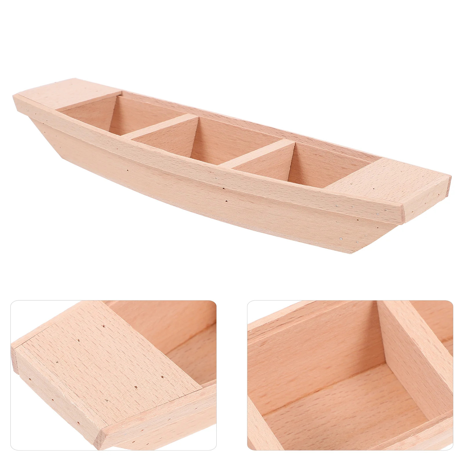 Wooden Boat Model Fishing Adornments Airplane Toys Canoe Ornaments Garden Decor Accessories Child