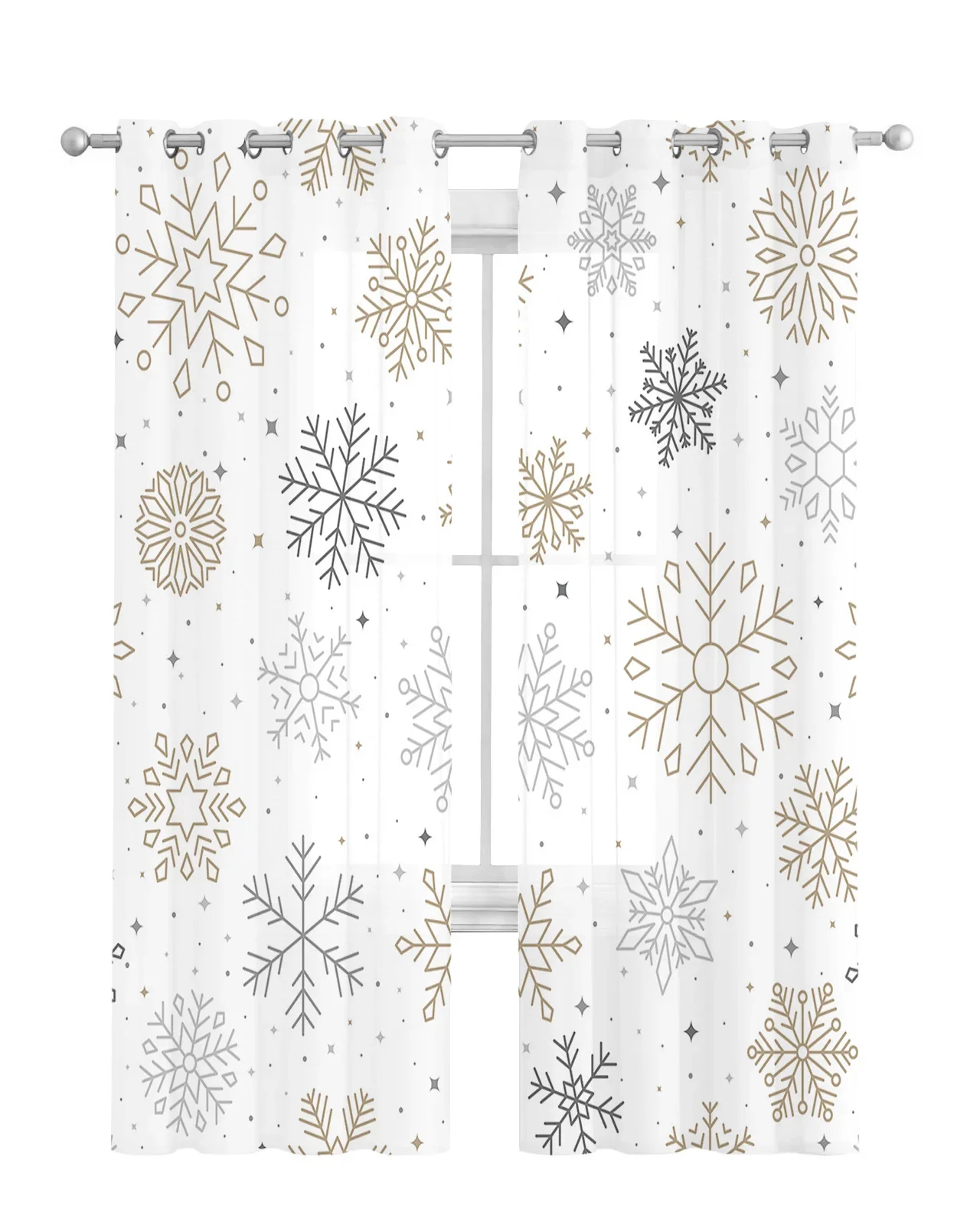 Christmas Snowflake Winter White Bedroom Voile Curtain Window Treatment Drapes Tulle Curtains for Living Room Sheer Curtains