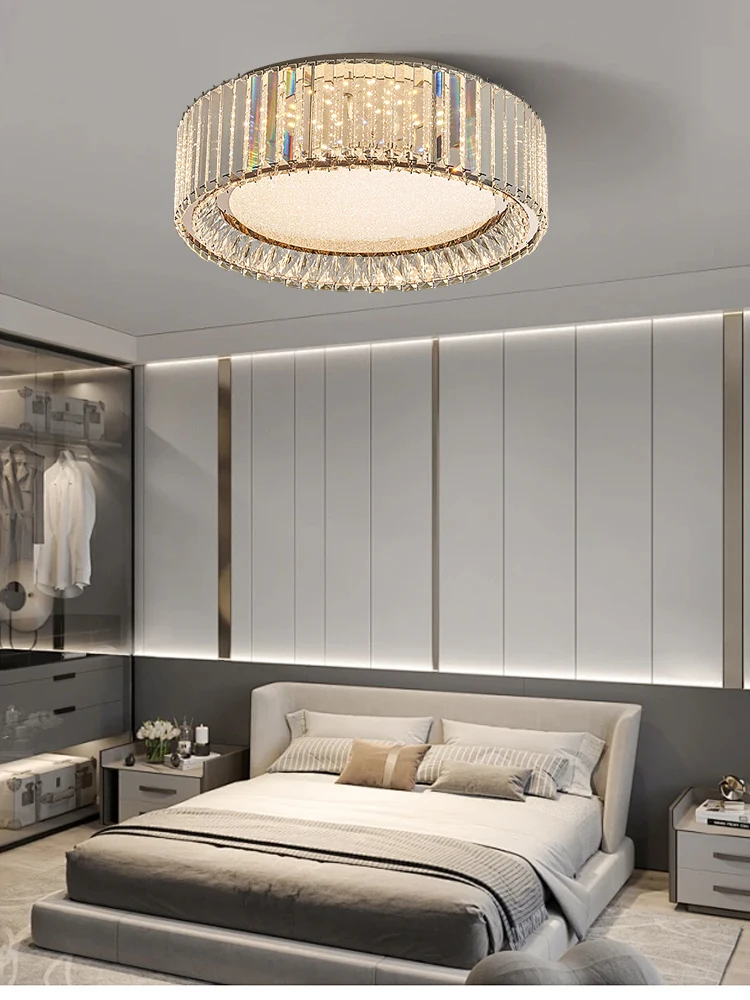 Postmodern Luxury Minimalist Crystal Round Ceiling Lamp Led Home Appliance Bedroom Roof Light Fixture Fashion Lamparas De Teto