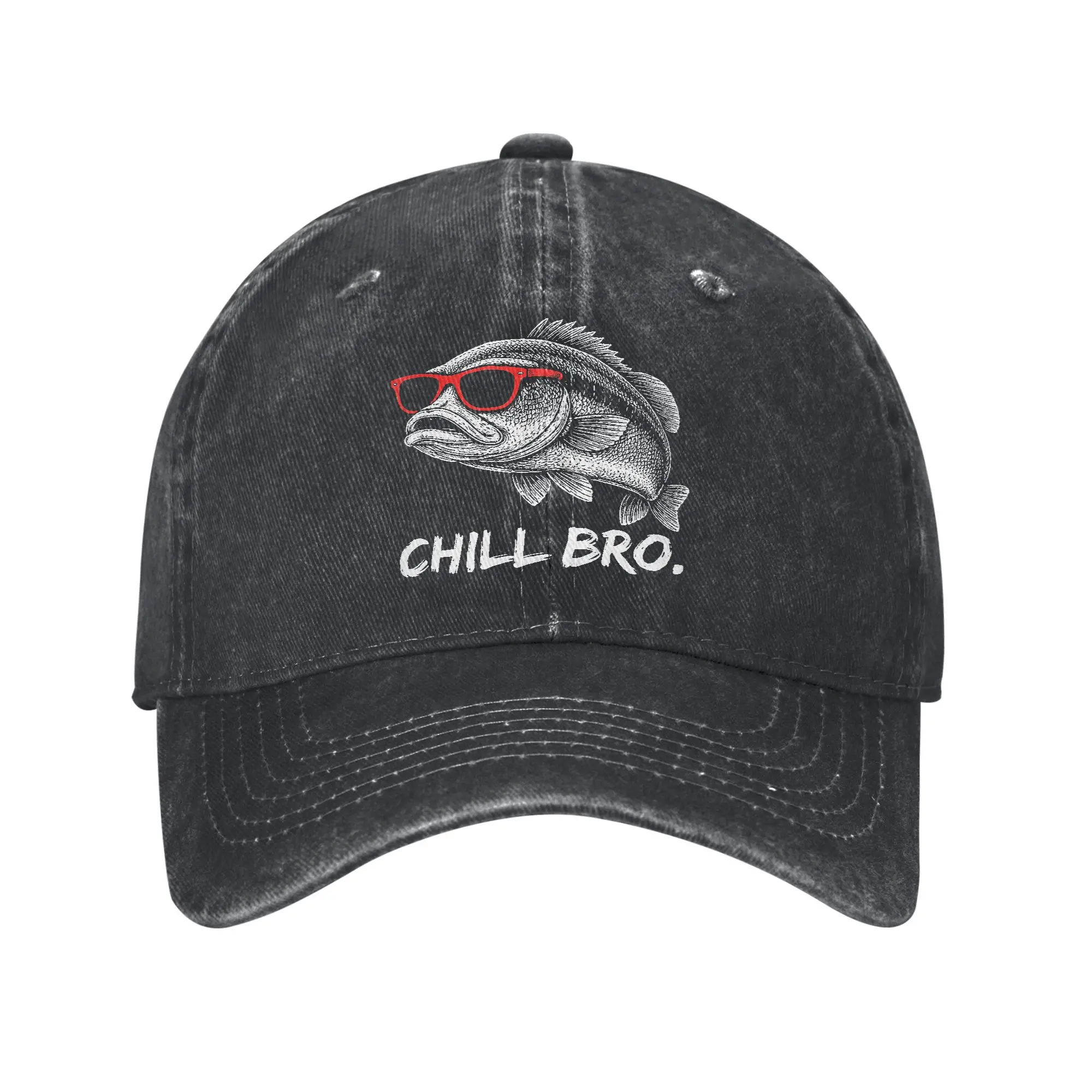 Chill Bro Funny Carp With Sunglasses Baseball Caps Men Women Distressed Denim Washed Sun Cap Outdoor Workouts Adjustable Hats