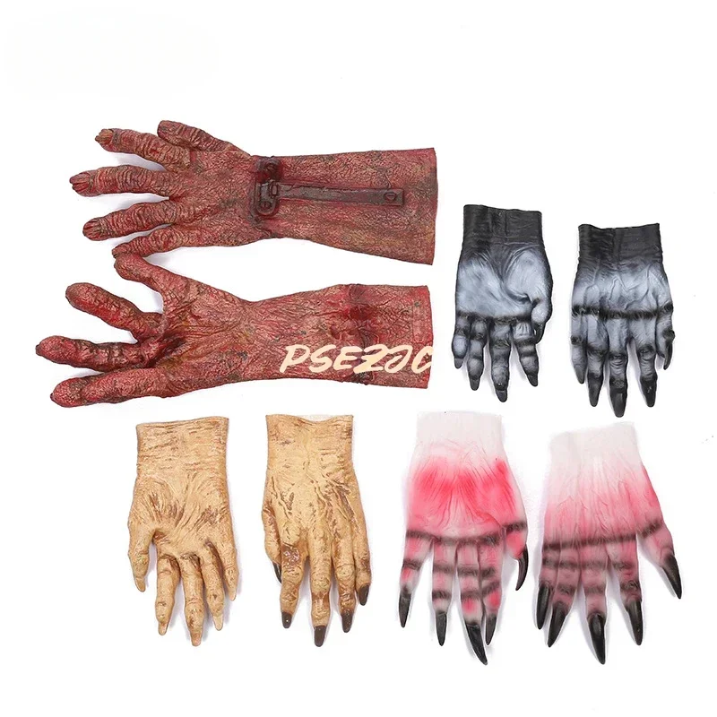 

Halloween Makeup Party Props Pranks Terrifying Zombie Blood Gloves Cosplay and Glue Gloves
