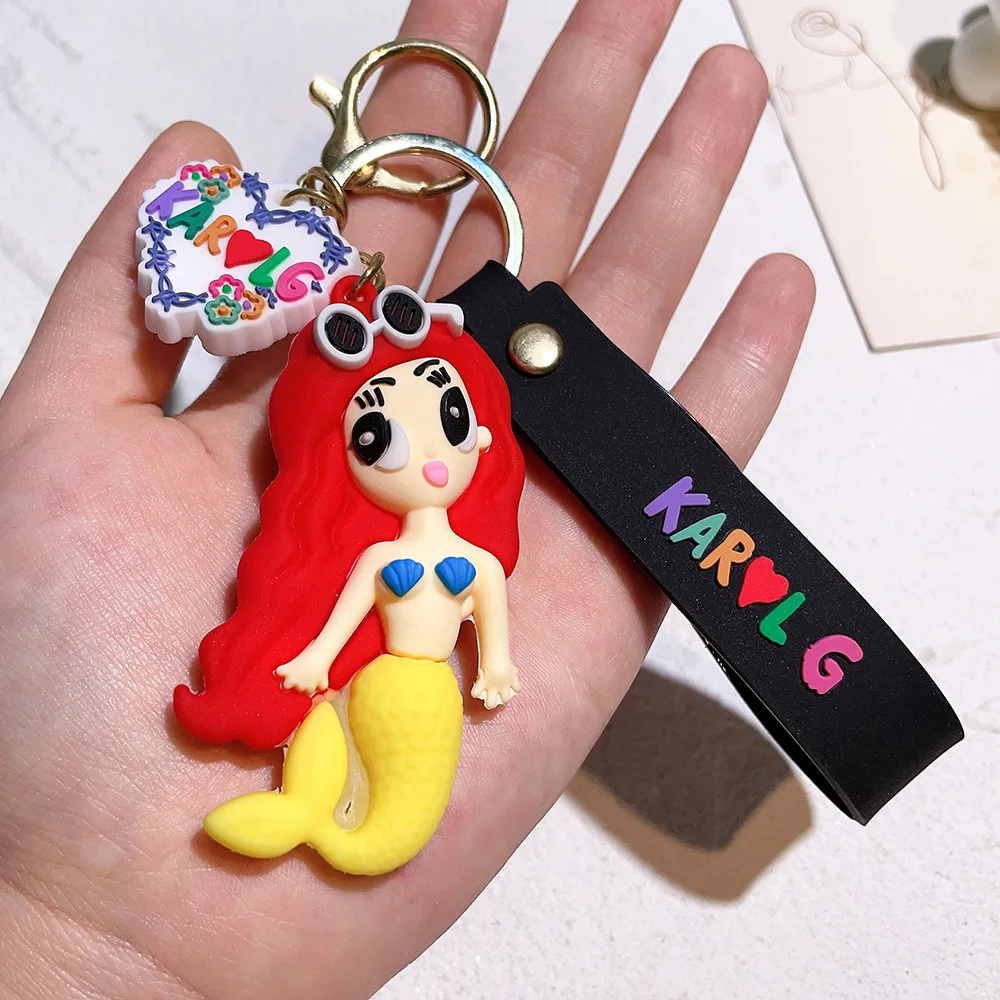 US Cartoon Singer Karol G Silicon Doll Pendant Keychains Car Key Chain  Keyring Phone Bag Ornament Jewelry Fans Gifts