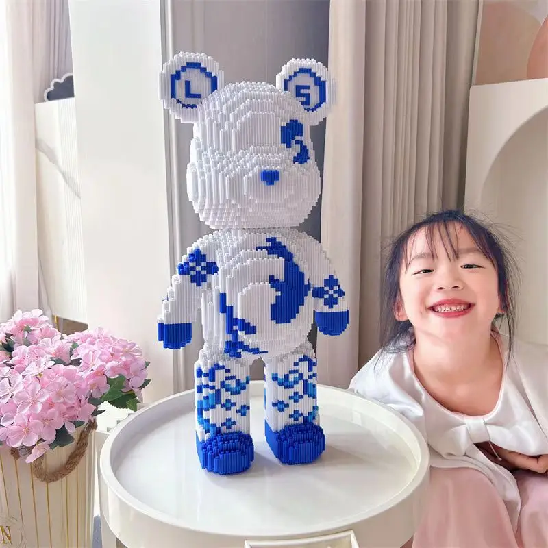 50Cm Chinese Style Blue and White Porcelain Vase Building Block Puzzle High Difficulty Toy Girl Puzzle Birthday Gift Ornament