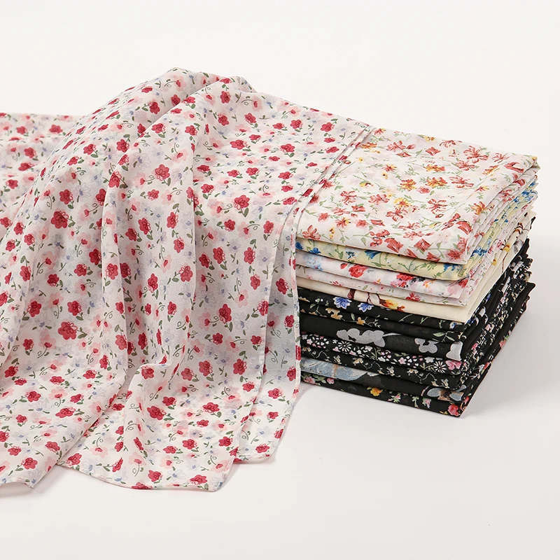 Fazzoletto in Chiffon con stampa di moda floreale elegante donna musulmana sciarpa quadrata da donna morbida Casual stole avvolgenti all\'ingrosso