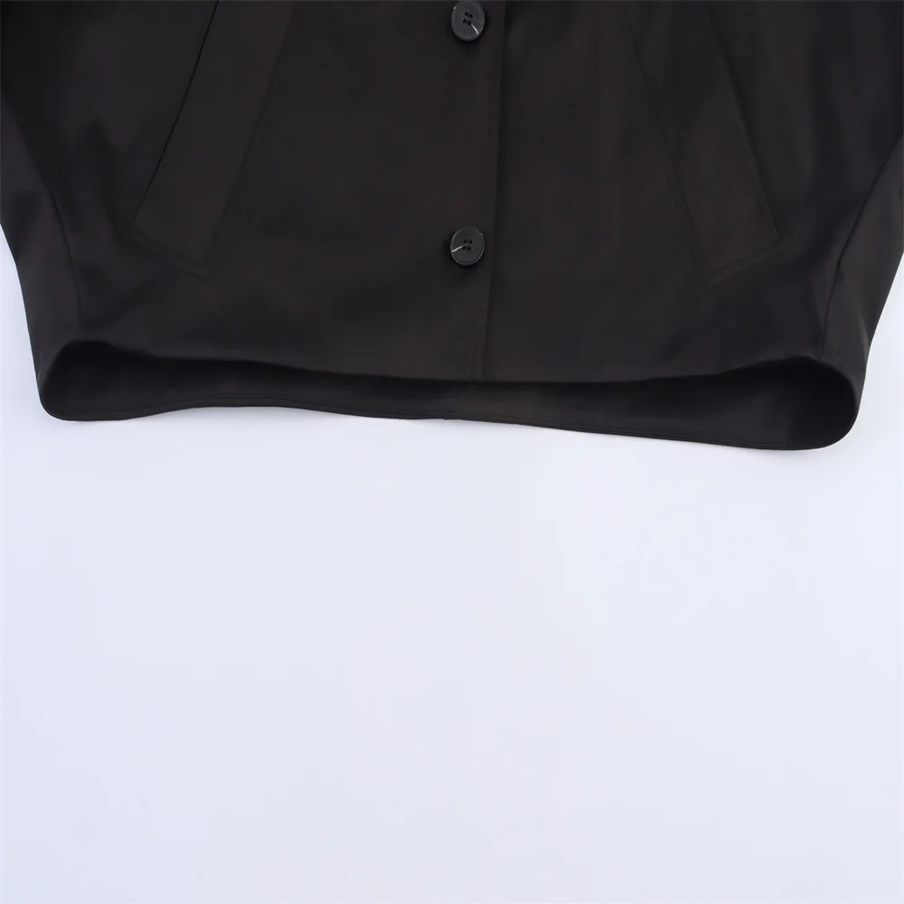 Autumn New European and American Style Hooded Long Sleeved Lapel Jacket Single Breasted Trench Coat Short Jacket 22 S45b56e0df7a04f209ae6b681e9701b13y