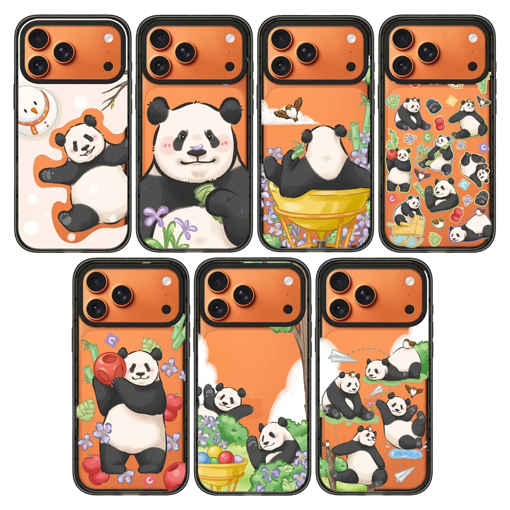 

Lovely Big Panda 2.0 Acrylic Black Border Phone Cover for IPhone 12 13 14 15 16 17 Pro Max Case for IPhone 17 Air