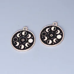 5pcs/lot Moon Phase Black Dark Glowing Charm for Jewelry Metal Accessories DIY Charms For Jewelry Crafts Findings