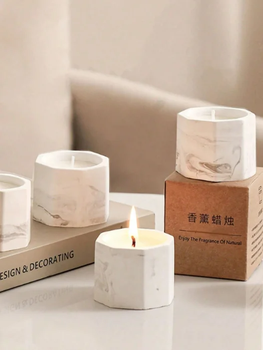 Aromatherapie-Kerze mit Marmormuster, natürliches Sojawachs im Tintenwaschbecher, entspannender Duft für die Inneneinrichtung, Geschenkbox für besondere Tage ​