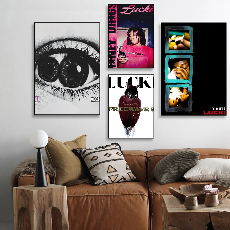 Lucki Rapper Poster Self-adhesive Art Waterproof Paper Sticker Coffee House Bar Room Wall Decor