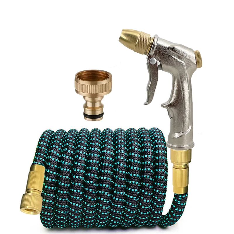 

Expandable Retractable Garden Hose with Rubber Material Lightweight No-Kink Leak-Proof Design Durable Connectors for Easy