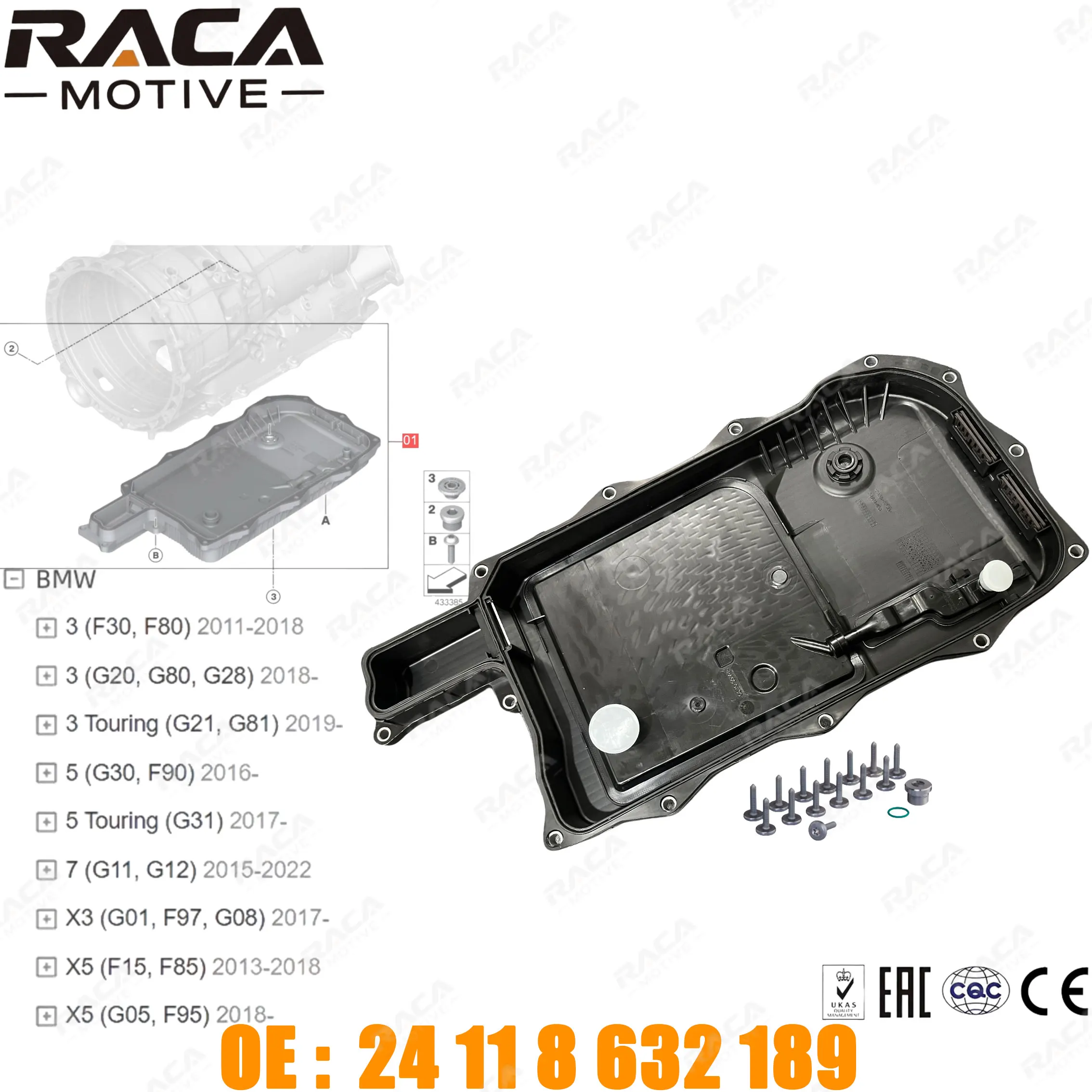 

8Hp75Xph Transmission Oil Pan for Bmw 3(F30/F80/G20/G21/G80/G81G28) 5(G30/G31/F90)7(G11/G12)X3(G01/F97/G08)X5(F15/F85/G05/F95) 24118632189