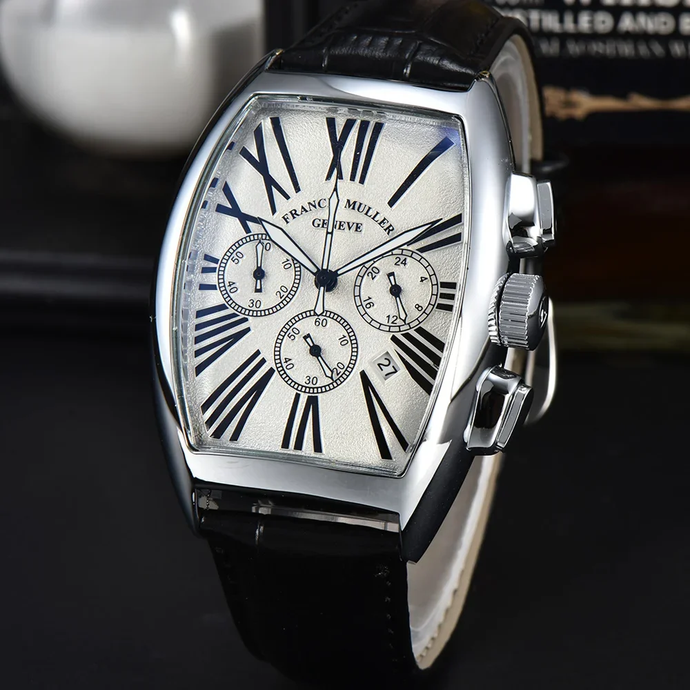 Top Quality FRANCK MULLER Brand Geneva Watches For Mens Multifunction Chronograph WristWatch Business Sports AAA Male Clocks