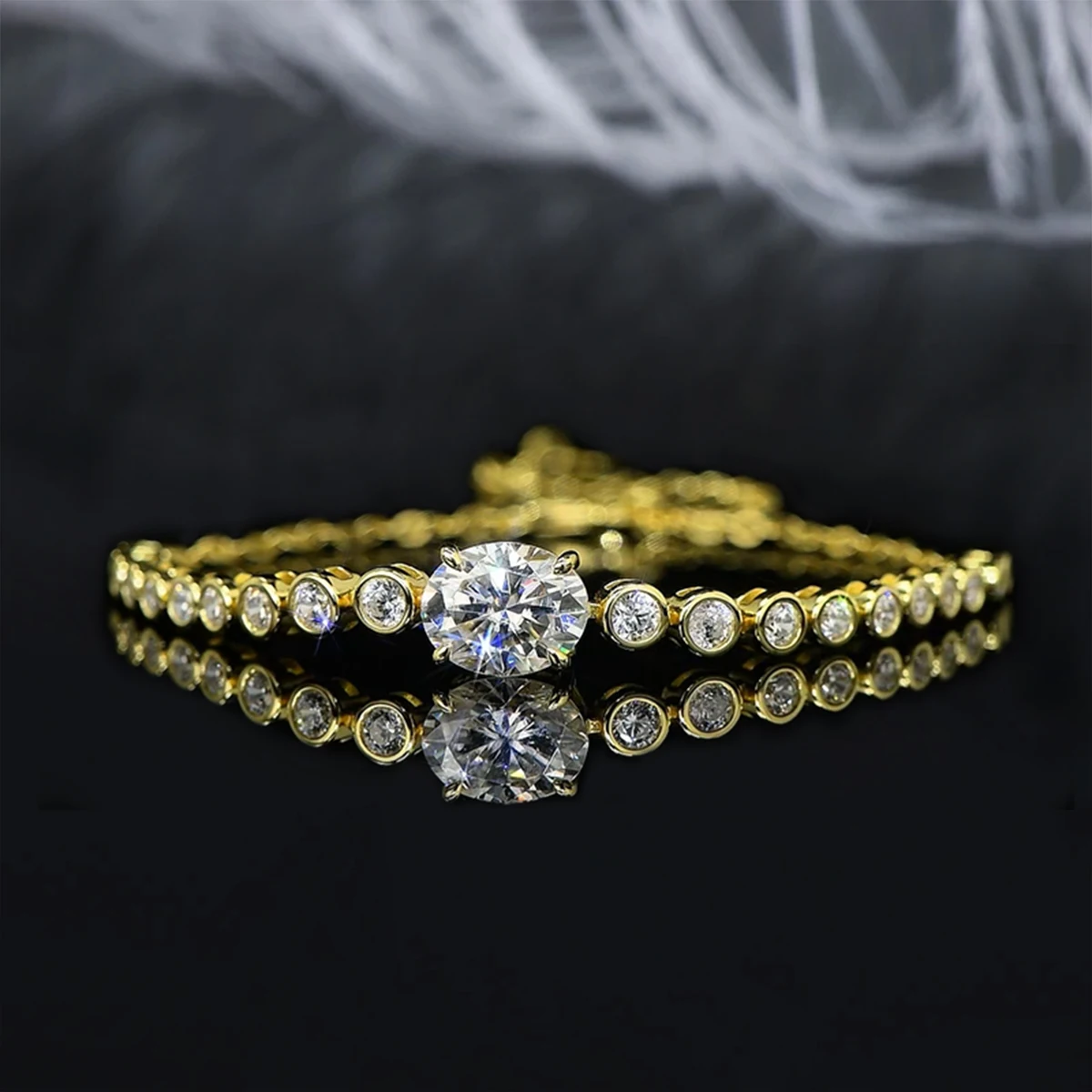 IOGOU Luxury 3.0ct Oval Cut D Color Moissanite Bolo Tennis Bracelet for Women 925 Silver Certified Fine Jewelry Valentine's Gift