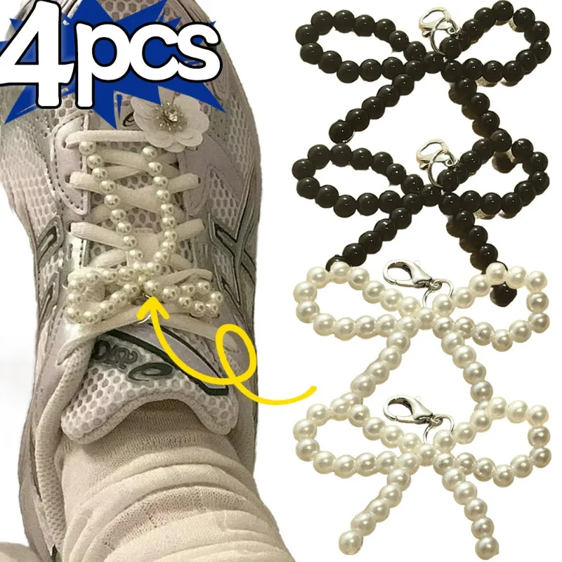 2/4Pcs Lobster Clasp Shoe Buckle Fashion Pearl Bowknot Pendant Shoes Accessories Women Girls Handmade Shoe Buckle DIY Keychain