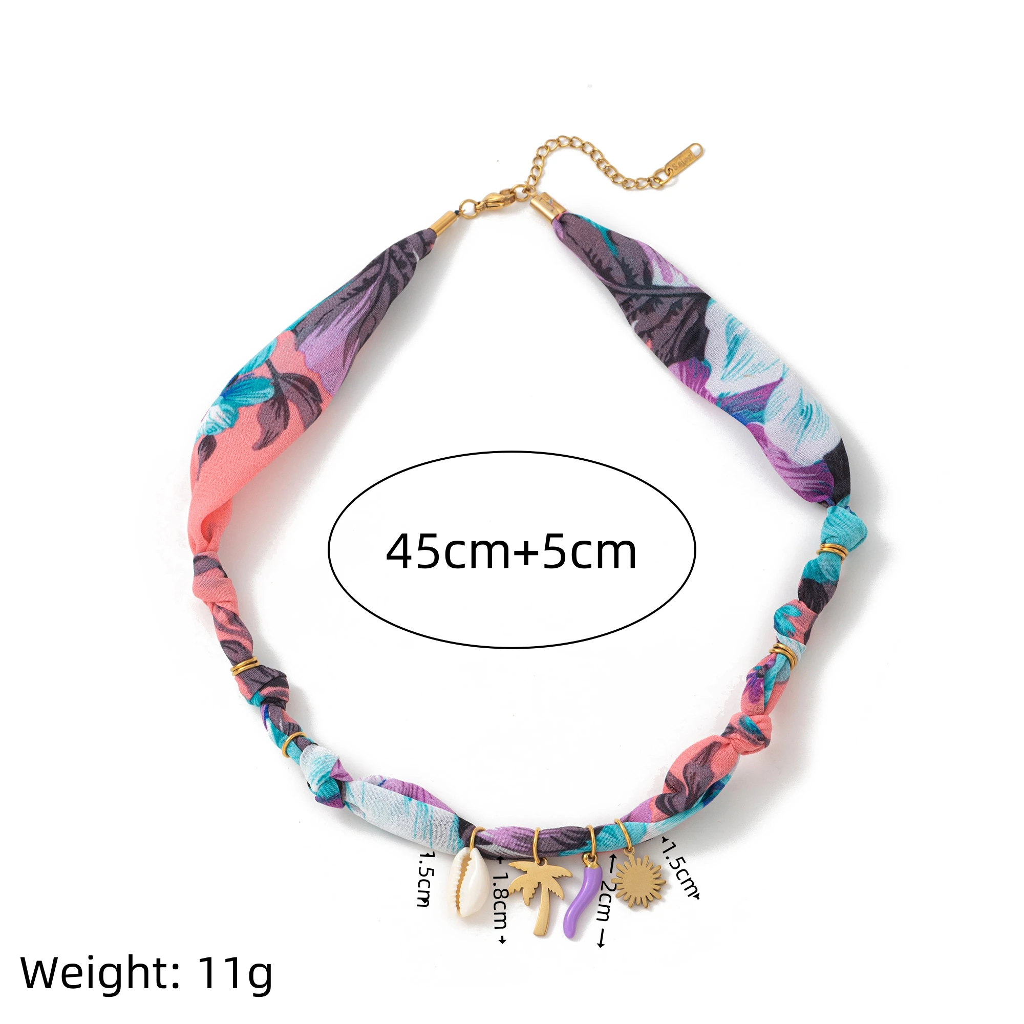 Boho Beach Necklace for Women Colorful Shell Beads 18K Gold Plated Stainless Steel Pendant Handmade Summer Jewelry