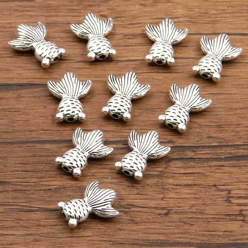 20Pcs 11*14mm Two-sided Goldfish Small Hole Bead Spacer Marine Life Charms For DIY Necklace Bracelets Jewelry Handmade Making