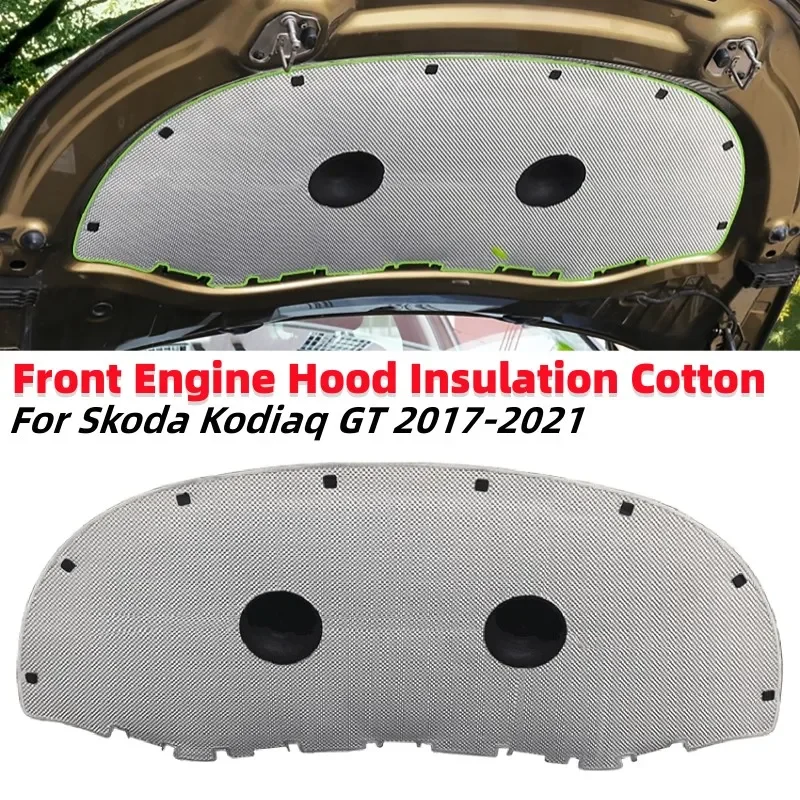 Car Front Engine Hood Insulation Cotton Pad Soundproof Heat Insulation Mat Cover For Skoda Kodiaq GT 2017-2021 