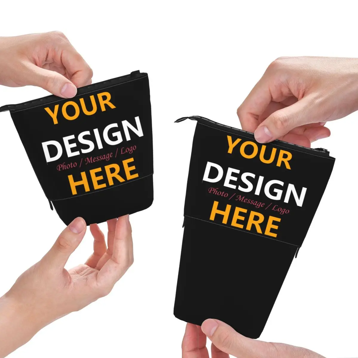 مخصص مخصص التصميم الخاص بك هنا مقلمة تلسكوبية تخزين كبير شخصية شعار مخصص مطبوعة القلم حقيبة صندوق الإمدادات