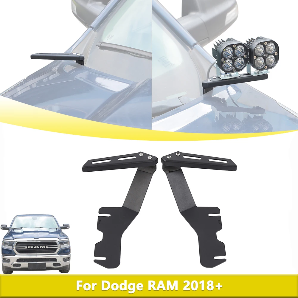 

Engine Hood Work Lamp Mount Bracket For Dodge RAM 2018-2025 Front Bonnet Led Fog Light Holder Exterior Parts Car Accessories