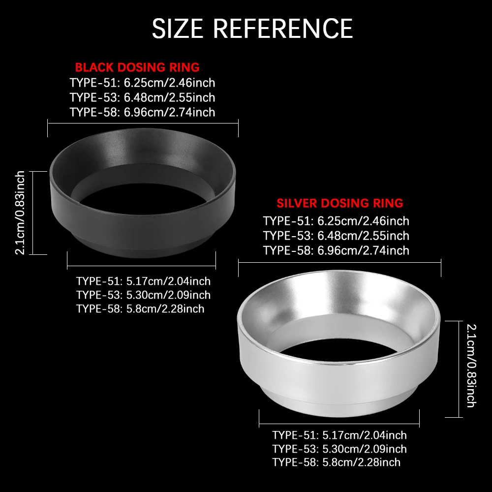 51/53/58mm ABS Espresso Dosing Funnel with Magnetic Coffee Dosing Ring Powder Ring Dispenser Doser