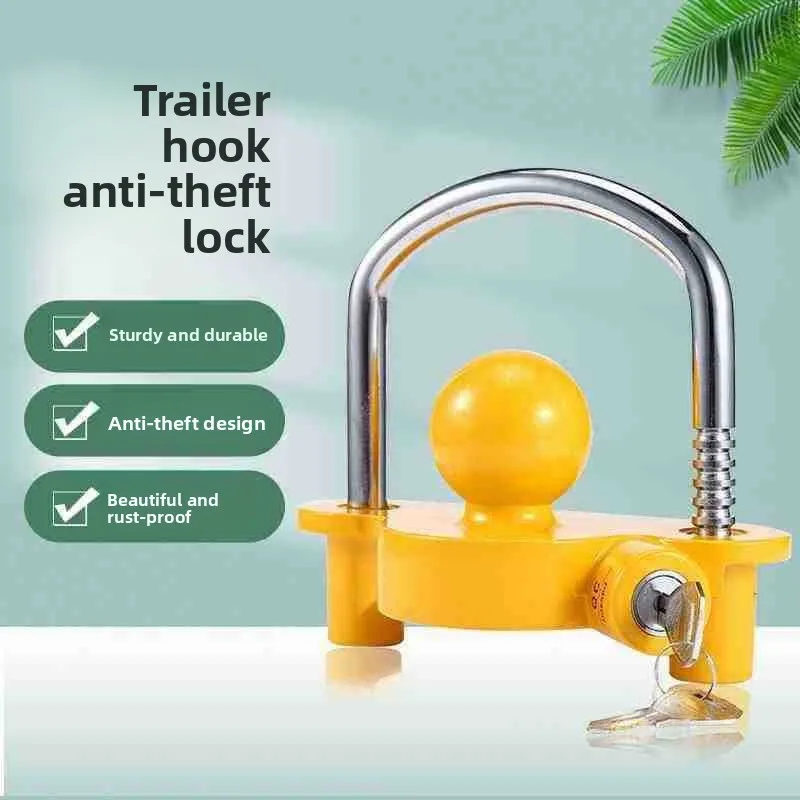 Universal Trailer Hitch Coupler Lock, Aluminum Alloy U Shape Ball Mount Security Latch with Adjustable Height, Anti Theft