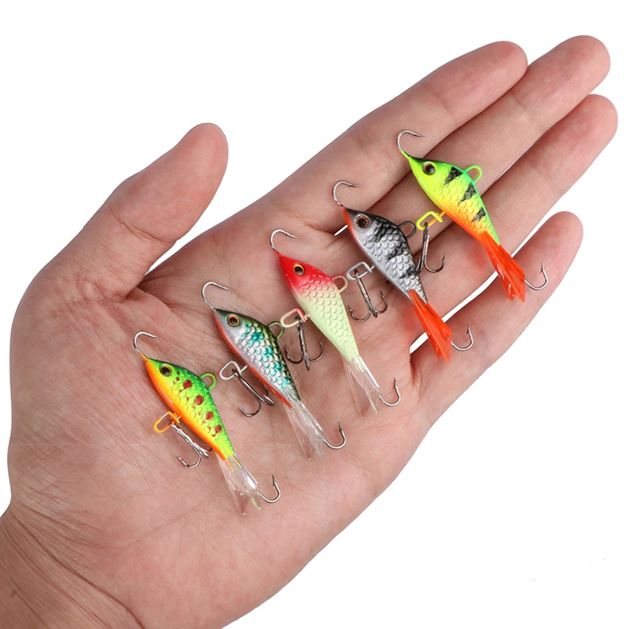 5pcs Winter Fishing Lures Set Ice Jig Vib Balancer 3d Metal Hard Baits Kit Artificial Wobblers For Pike Trolling Carp Swimbait