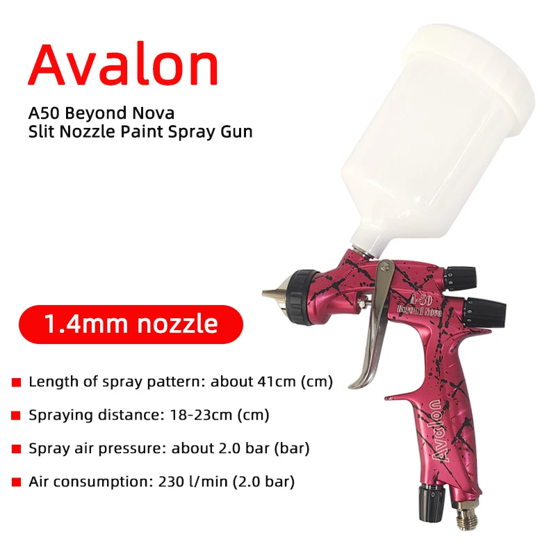 

Avalon A50 Spray Gun Car Paint Spraying High Atomization U-shaped Nozzle 1.4 Caliber Upper Pot paint gun