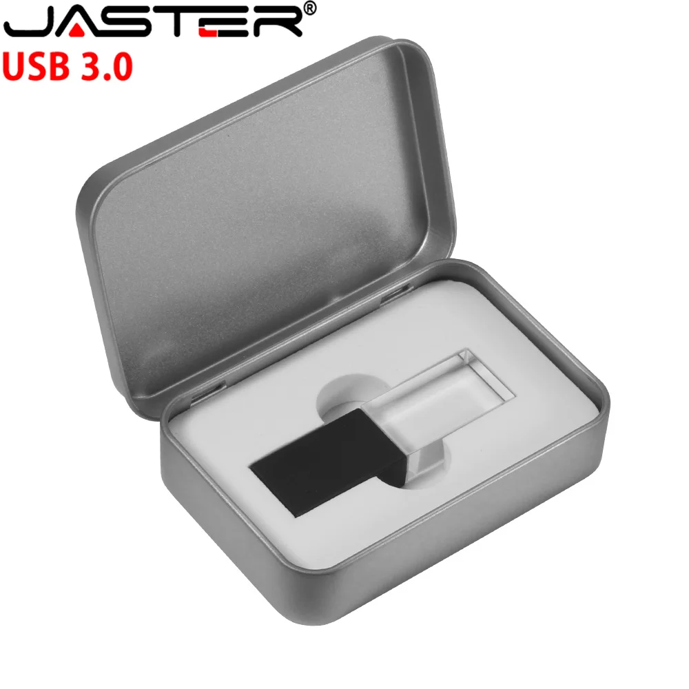 

JASTERS usb flash pen drive 3.0 With box crystal Internal carving pendrive 4GB 8GB 16GGB 32GB 64GB 128GB transparent glass Gifts