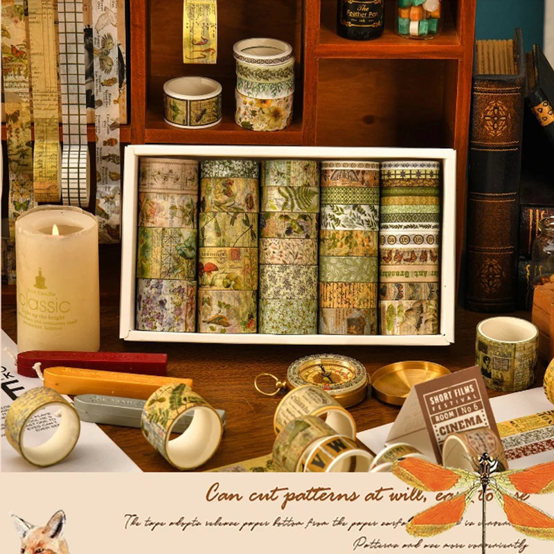 36 مجلدًا - مجموعة المذكرات الرجعية الأدب والشريط الورقي، تستخدم لمواد حفظ الكتب اليدوية، وكتب الخردة التي يمكنك صنعها بنفسك، وأجهزة الكمبيوتر المحمولة